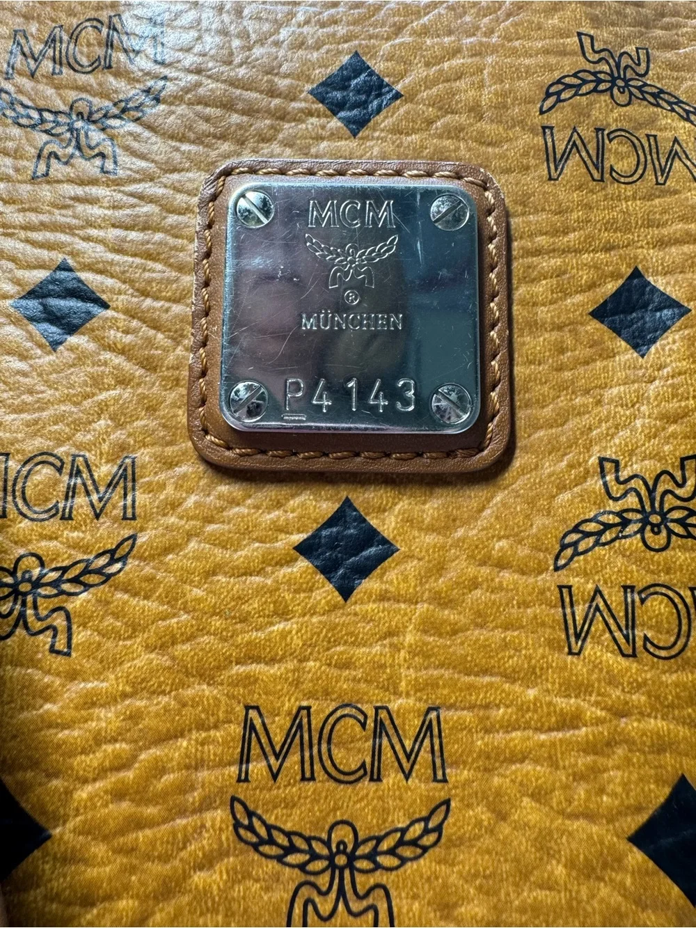 MCM Vintage Cognac Visetos Large Tote Bag